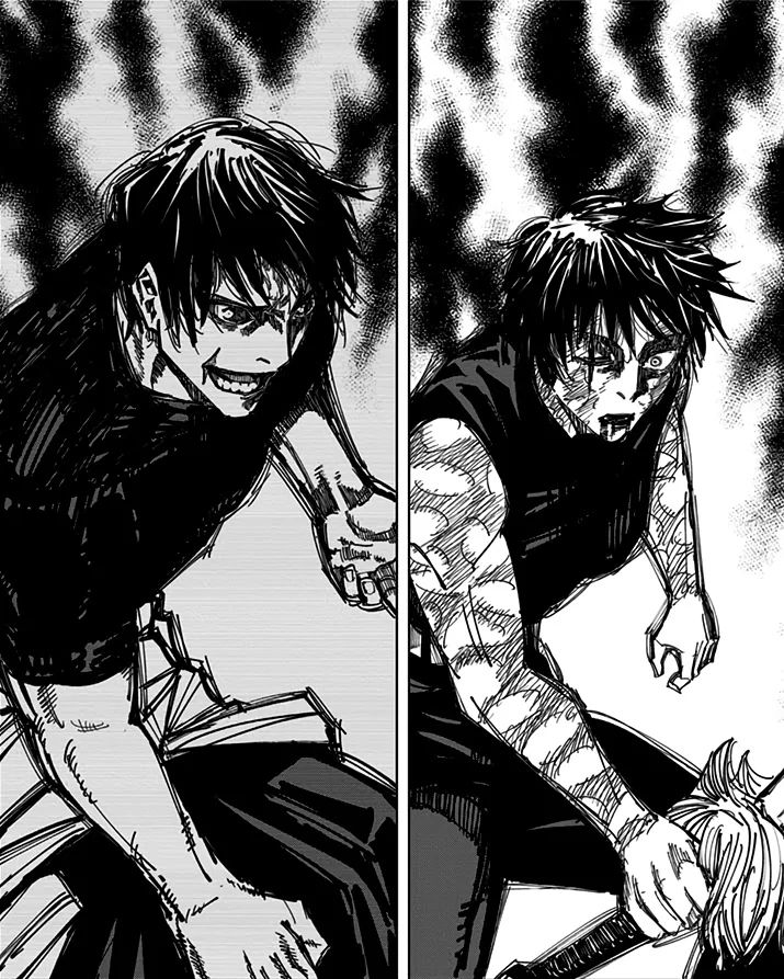Toji Fushiguro e Maki Zenin no mangá de Jujutsu Kaisen