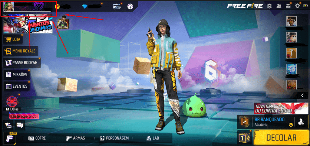 nick no Free Fire com símbolos