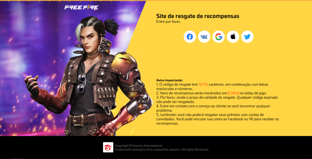 Como resgatar codiguin do Free Fire